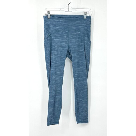 LULULEMON leggings power thru high rise 25" heathered capture blue workout 8 - Picture 5 of 11